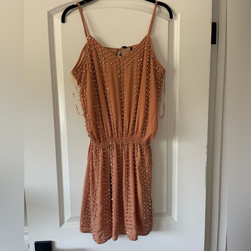 Rust orange beaded dress (M)
